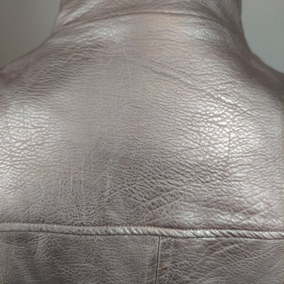 NWOT Signature 8 of Los Angeles Faux Leather Moto Jacket Champagne Color - Picture 12 of 17